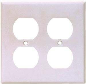 Eaton Wiring Devices 2150W-BOX Duplex Receptacle Wallplate, 4-1/2 in L, 4-9/16 in W, 2-Gang, Thermoset, White*