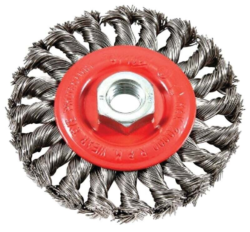 Forney 72759 Wire Wheel Brush, 0.02 in Dia Bristle, 5/8-11 Arbor/Shank, 4 in Dia, For Angle Grinders*