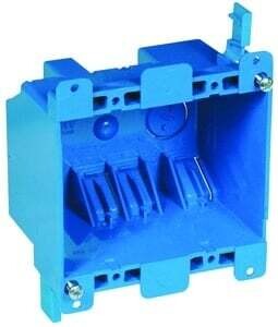 Carlon B225R-UPC Outlet Box, 2-Gang, PVC, Blue, Clamp Mounting