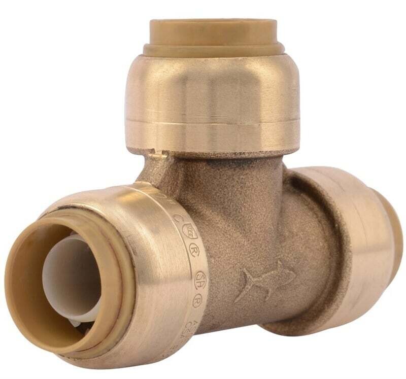 SharkBite U362LFA Tube Tee, 1/2 in, Push-Fit, DZR Brass, 200 psi Pressure
