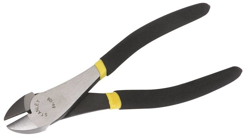 STANLEY 84-108 Diagonal Cutting Plier, 7-5/16 in OAL, 7/8 in Cutting Capacity, Black Handle, Double Dipped Handle