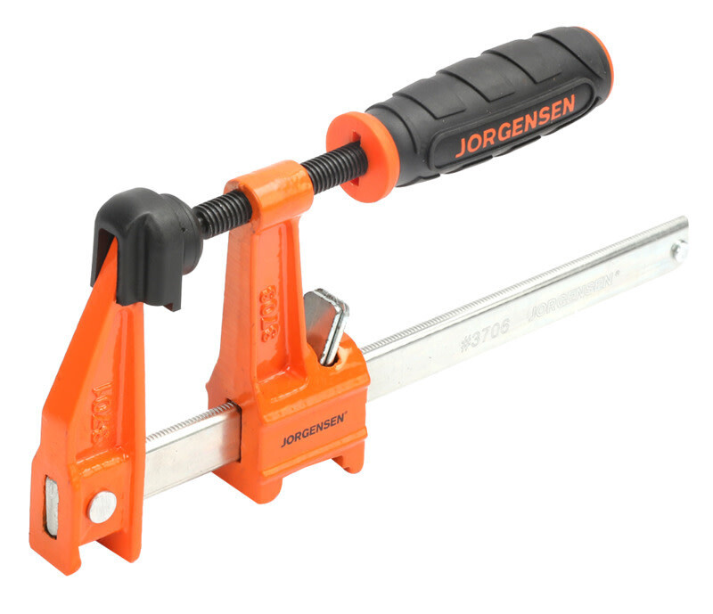 JORGENSEN 3706 Medium-Duty Bar Clamp, 600 lb Weight Capacity, 6 in Max Opening, 2-1/2 in D Throat, Steel