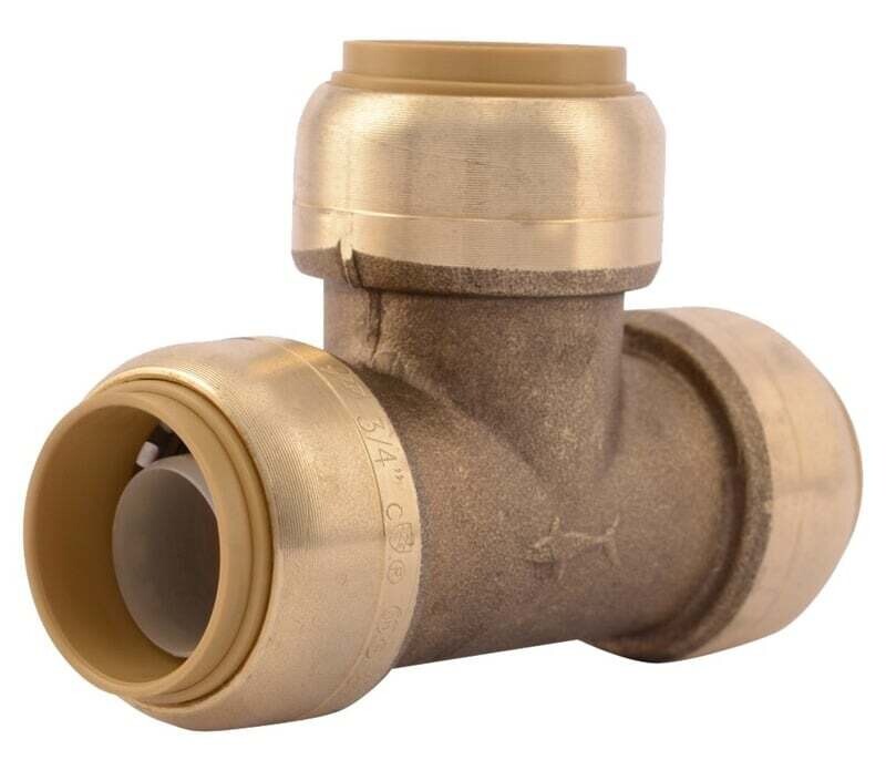 SharkBite U370LFA Tube Tee, 3/4 in, Push-Fit, DZR Brass, 200 psi Pressure*
