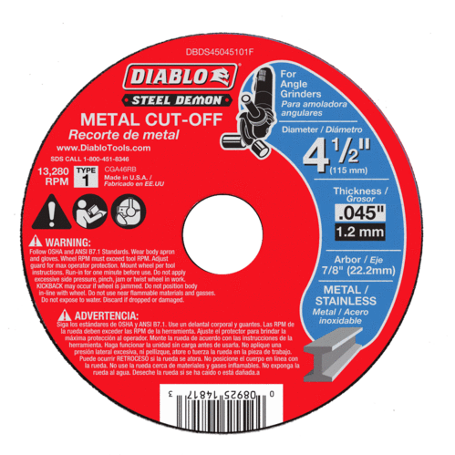DIABLO TOOLS DBDS45045101F STEEL DEMON 4-1/2 IN. TYPE 1 METAL CUT-OFF DISC