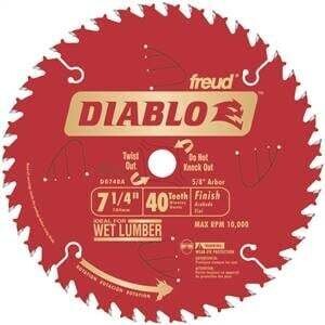 Diablo D0740A Circular Saw Blade, 7-1/4 in Dia, Carbide Cutting Edge, 5/8 in Arbor, Steel