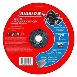 Diablo DBD070125L01F Cut-Off Wheel, 7 in Dia, 1/8 in Thick, 5/8 in Arbor, Aluminum Oxide Abrasive