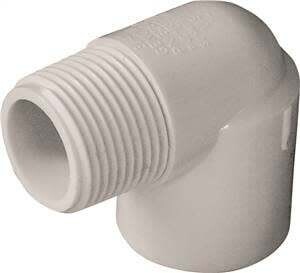 LASCO 410007BC Street Elbow, 3/4 in, MPT x Slip, 90 deg Angle, PVC, White, SCH 40 Schedule