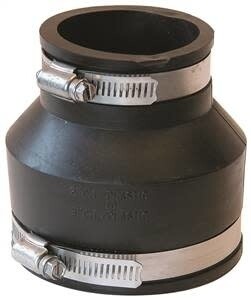 FERNCO P1056-32 Flexible Pipe Coupling, 3 x 2 in, PVC, Black, 4.3 psi Pressure