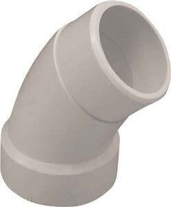 CANPLAS 192402 Sanitary Street Elbow, 2 in, Spigot x Hub, 45 deg Angle, PVC, White