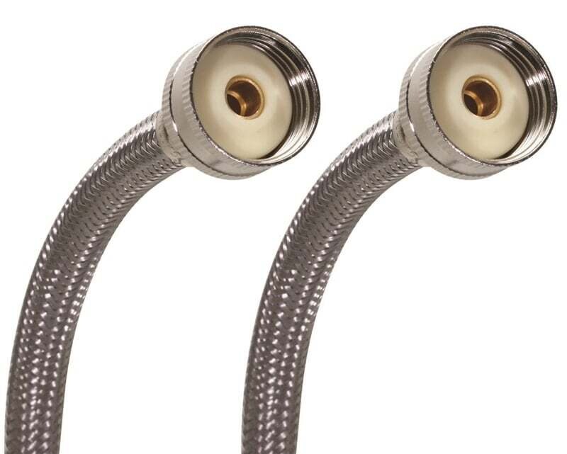 FLUIDMASTER 9WM72 Washing Machine Hose, 72 in L, Female x Female Thread, Stainless Steel*