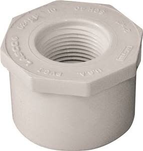 LASCO 438249BC Reducing Bush, 2 x 1 in, Spigot x FNPT, PVC, White, SCH 40 Schedule