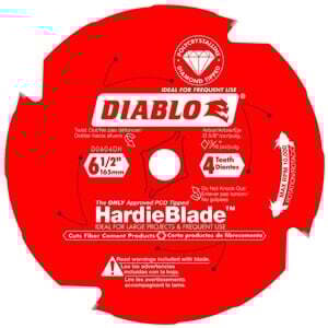 Diablo D0604DH Circular Saw Blade, 6-1/2 in Dia, 5/8 in Arbor, 4-Teeth, Polycrystalline Diamond Cutting Edge