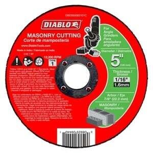 Diablo DBD050063101C Cut-Off Wheel, 5 in Dia, 1/16 in Thick, 7/8 in Arbor, Aluminum Oxide Abrasive