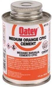 Oatey 31128 Solvent Cement, 4 oz Can, Liquid, Orange