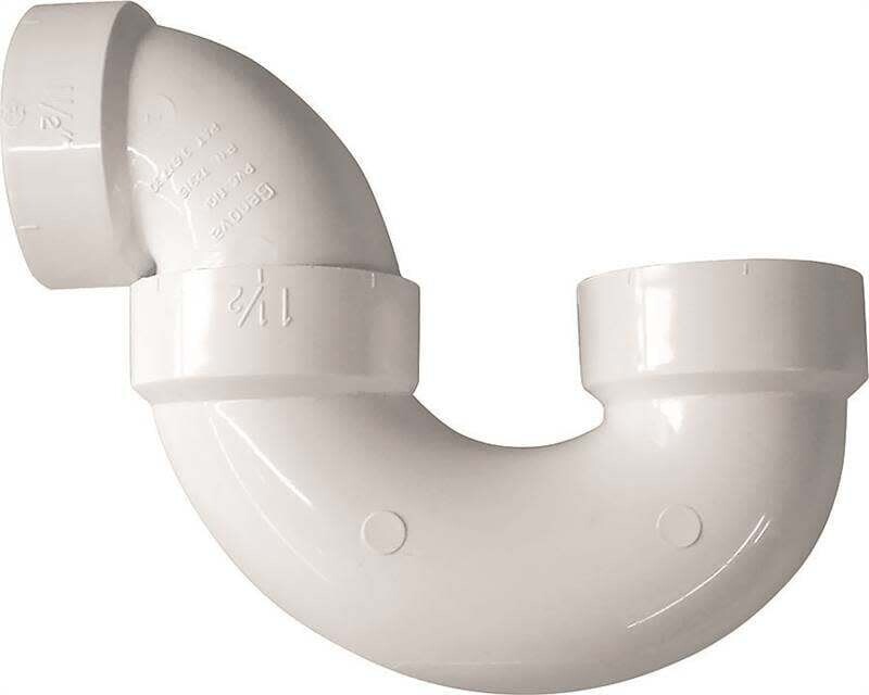 CANPLAS 193201S P-Trap, 1-1/2 in, Hub, PVC, White, SCH40 Schedule
