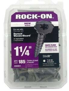 Rock-On 23301 Screw, #9 Thread, 1-1/4 in L, Flat Serrated Head, Star Drive, Steel, Zinc Green*