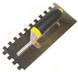 M-D 49038 Tile Installation Trowel, 12 in L, 4-1/2 in W, Square Notch, Comfort Grip Handle*