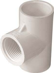 LASCO 402007BC Pipe Tee, 3/4 in, Slip x FPT, PVC, White, SCH 40 Schedule, 480 psi Pressure