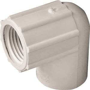 LASCO 407005BC Pipe Elbow, 1/2 in, Slip x FPT, 90 deg Angle, PVC, SCH 40 Schedule