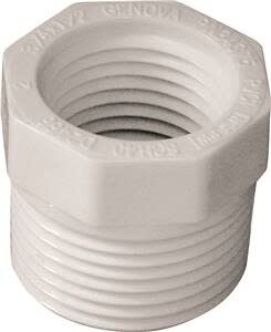 LASCO 439101BC Reducing Bush, 1/2 x 3/4 in, MNPT x FNPT, PVC, White, SCH 40 Schedule