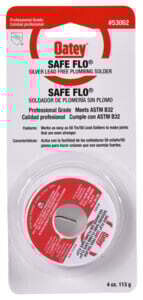 Oatey Safe-Flo 53062 Wire Solder, 1/4 lb Carded, Solid, Gray/Silver, 415 to 455 deg F Melting Point