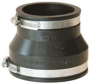 FERNCO P1056-43 Flexible Pipe Coupling, 4 x 3 in, PVC, Black, 4.3 psi Pressure