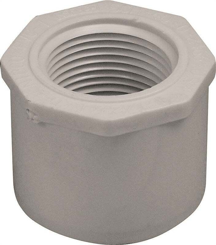 LASCO 438211BC Reducing Bush, 1-1/2 x 1 in, Spigot x FNPT, PVC, White, SCH 40 Schedule