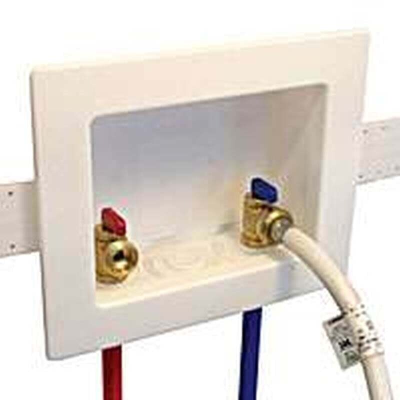 EASTMAN 60250 Washing Machine Outlet Box, 1/2 x 3/4 in Connection, Brass, White