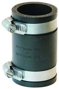 FERNCO P1056-125 Flexible Pipe Coupling, 1-1/4 in, PVC, Black, 4.3 psi Pressure