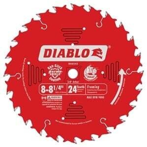 Diablo D0824X Circular Saw Blade, 8 to 8-1/4 in Dia, 5/8 in Arbor, 24-Teeth, Carbide Cutting Edge