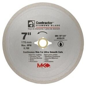 MK 167029 Circular Saw Blade, 7 in Dia, 7/8 to 5/8 in Arbor, Diamond Cutting Edge*