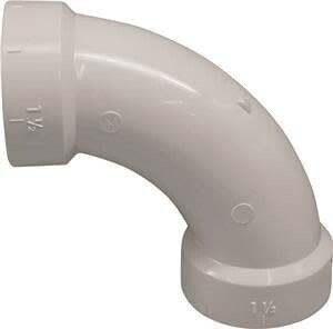 CANPLAS 192276 Long Sweep Elbow, 1-1/2 in, Hub, 90 deg Angle, PVC, White