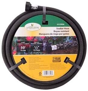 Landscapers Select P174-161102 Soaker Hose, 50 ft L, Plastic Male and Female Couplings, Rubber, Black*