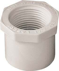 LASCO 438168BC Reducing Bush, 1-1/4 x 1 in, Spigot x FNPT, PVC, White, SCH 40 Schedule