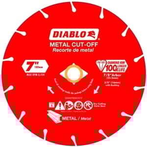 Diablo DDD070DIA101F Cut-Off Blade, 7 in Dia, 5/8, 7/8 in Arbor, Continuous Rim