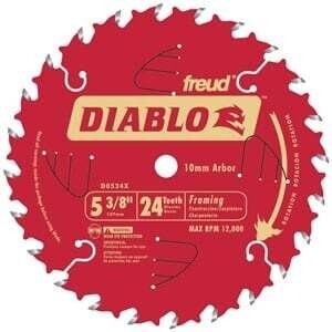 Diablo D0524X Circular Saw Blade, 5-3/8 in Dia, 0.393 in Arbor, 24-Teeth, Carbide Cutting Edge