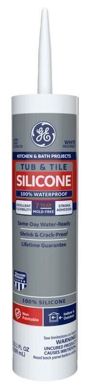GE Silicone I GE712 Silicone Rubber Sealant, White, 24 hr Curing, -60 to 400 deg F, 10.1 oz Tube*
