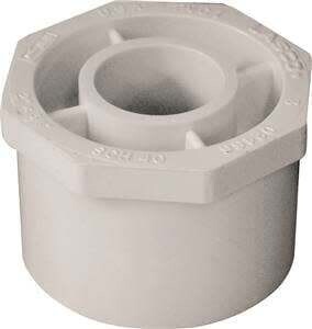 LASCO 437248BC Reducing Bush, 2 x 3/4 in, Spigot x Slip, PVC, White, SCH 40 Schedule