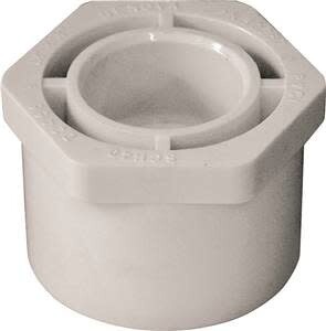 LASCO 437210BC Reducing Bush, 1-1/2 x 3/4 in, Spigot x Slip, PVC, White, SCH 40 Schedule