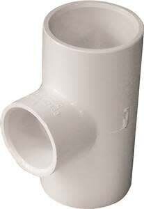 LASCO 401131BC Reducing Tee, 1 x 3/4 in, Slip, PVC, White, SCH 40 Schedule, 450 psi Pressure