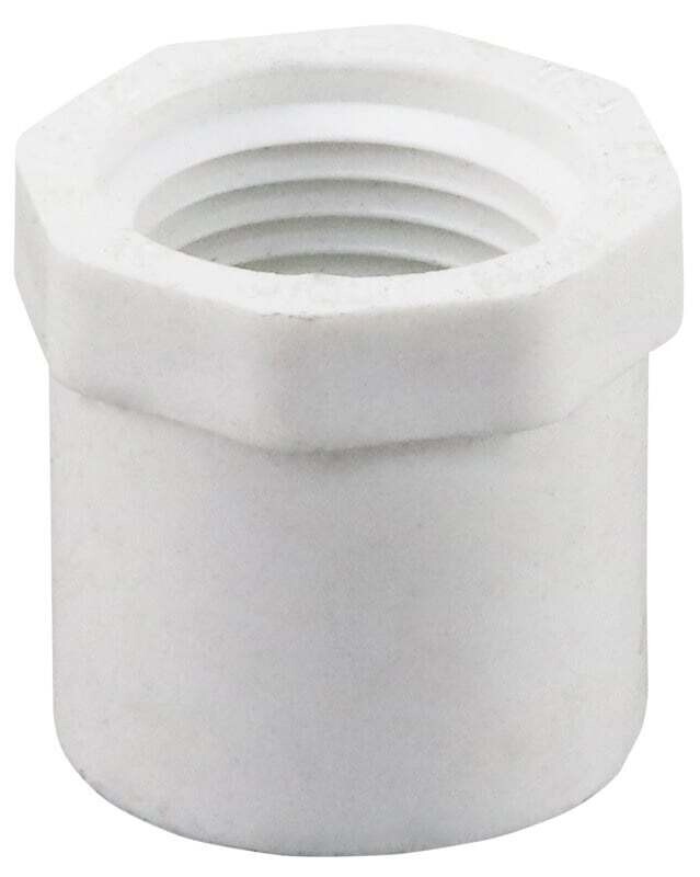 LASCO 438101BC Reducing Bushing, 3/4 x 1/2 in, Spigot x FIP, PVC, SCH40 Schedule