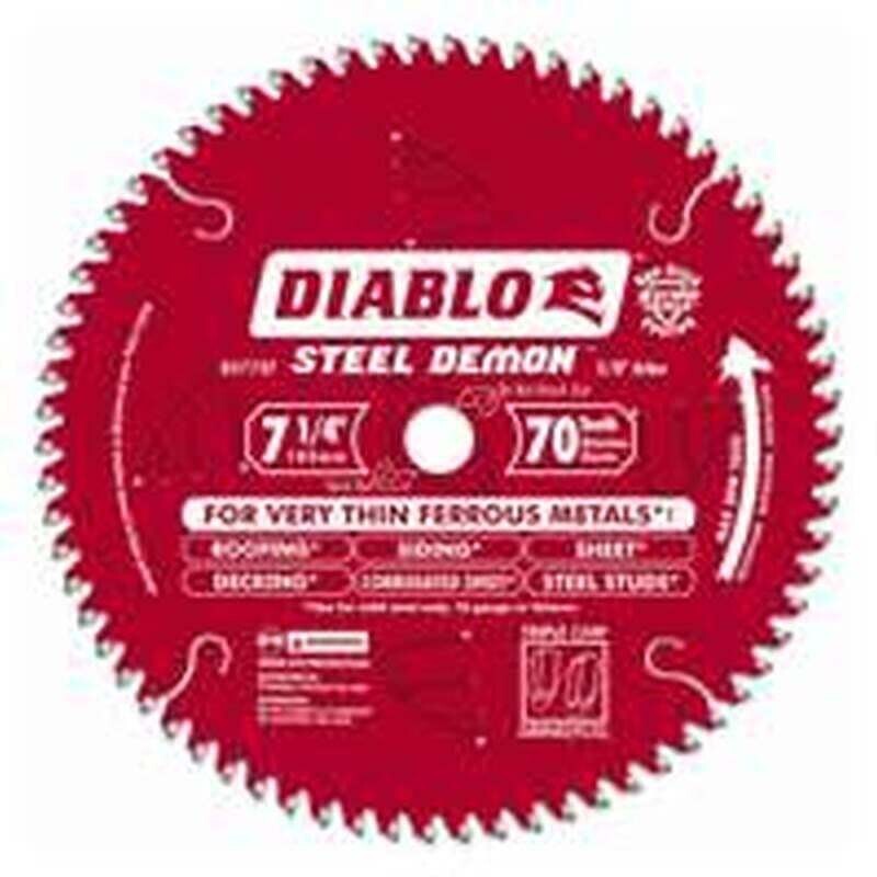 Diablo Steel Demon D0770FA Circular Saw Blade, 7-1/4 in Dia, 5/8 in Arbor, 70-Teeth, TiCo Cutting Edge*