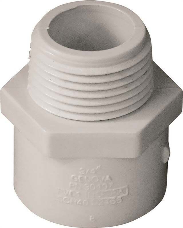LASCO 436007BC Male Adapter, 3/4 in, MPT x Slip, PVC, White, SCH 40 Schedule, 480 psi Pressure*