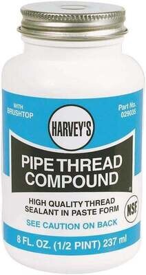 HARVEY 029035 Pipe Thread Compound, 8 fl-oz Jar, Thick Paste, Gray
