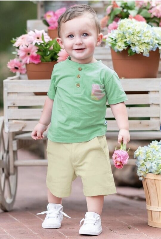 Baby Dusty Jade Pocket Henley Tee
