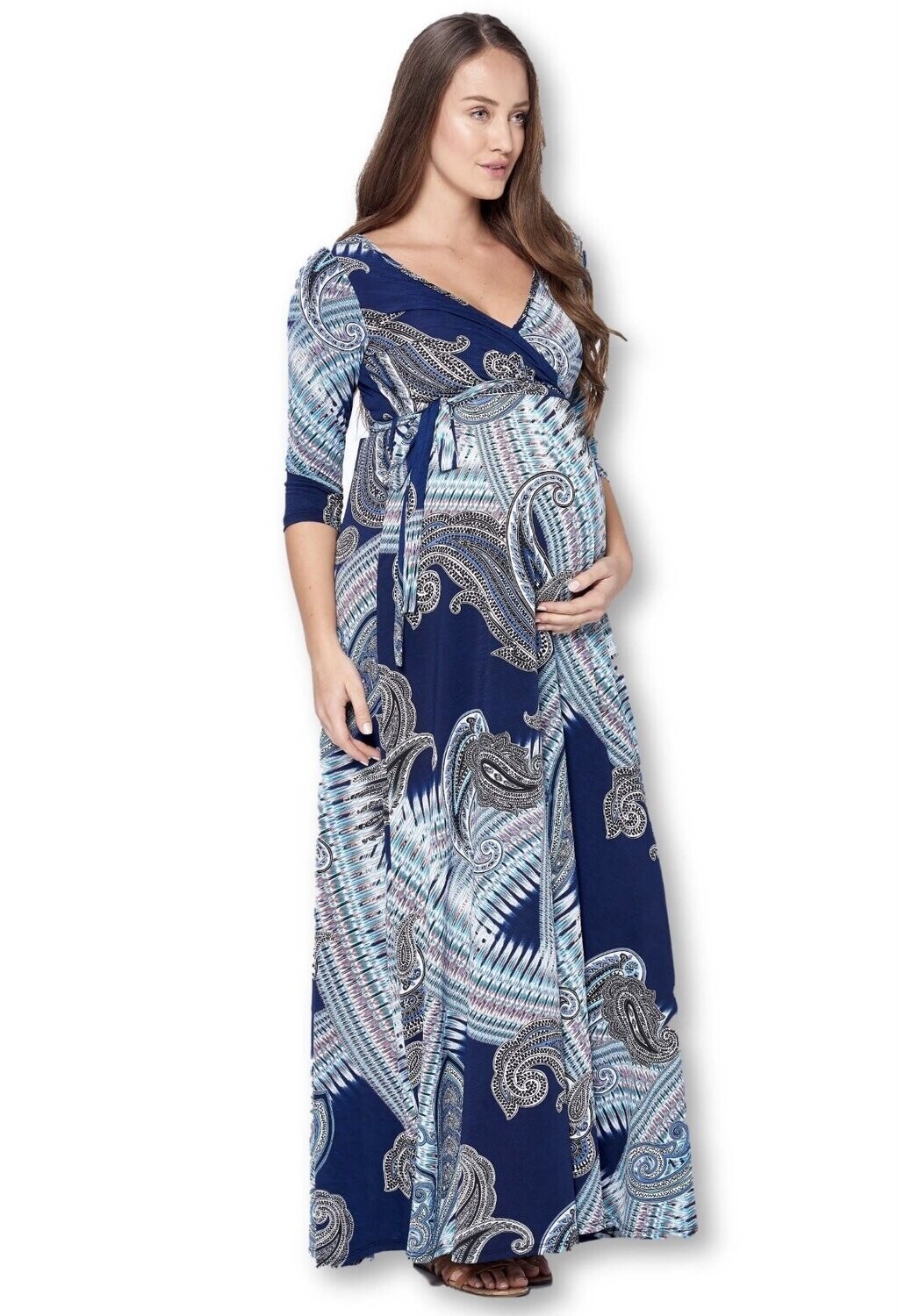 3/4 Sleeve Wrapped Ruched Dress