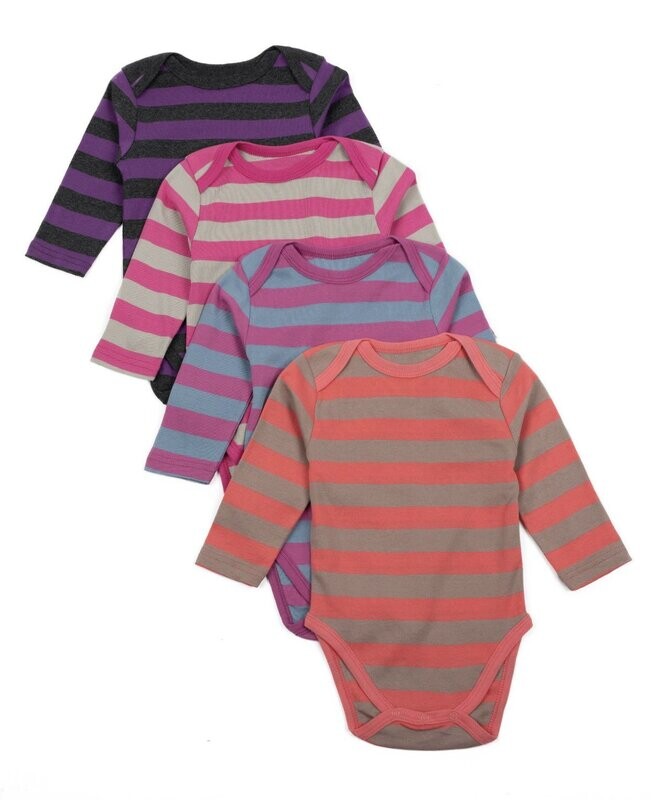 Girls Striped 4 Pack Onesies