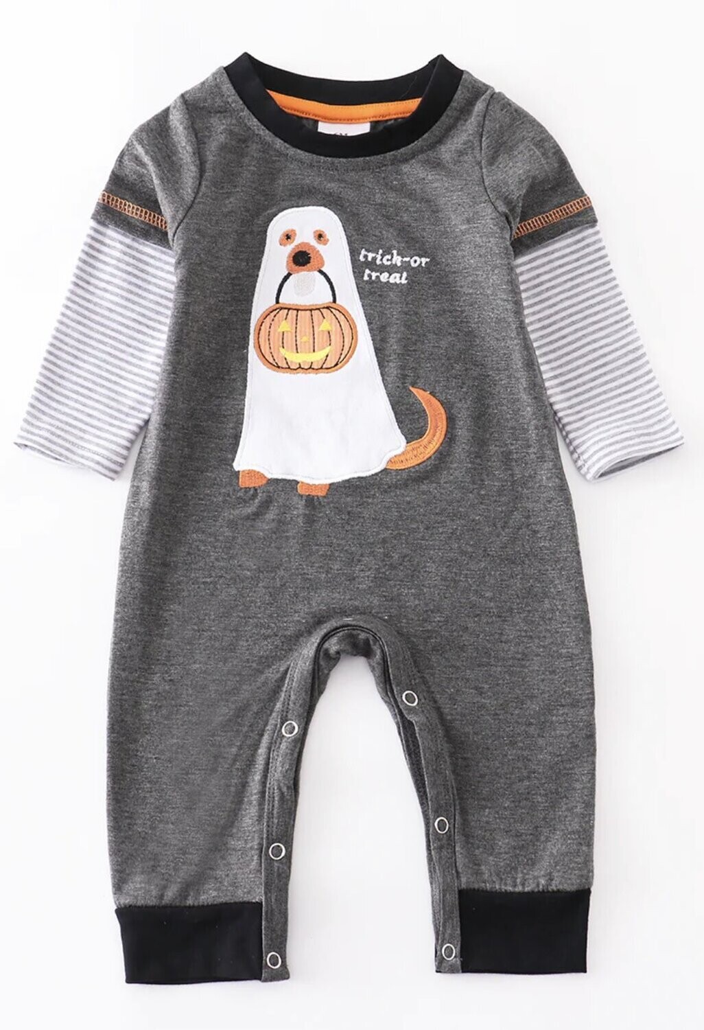 Grey Trick or Treat Romper