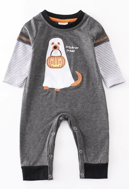Grey Trick or Treat Romper