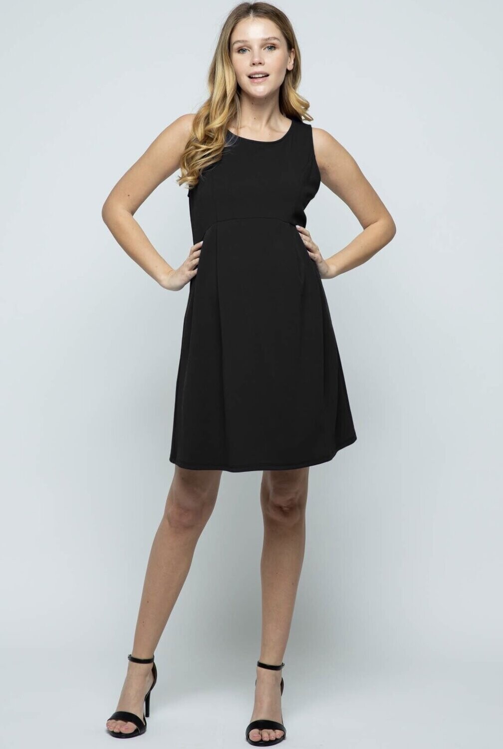 Sleeveless Empire Maternity Midi Dress